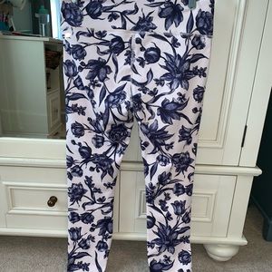 White with navy blue/purple flower leggings